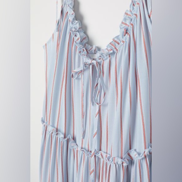 H&M Striped Midi Dress Sz 14 - Picture 2 of 6